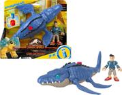 Brinquedo Fisher-Price Imaginext Jurassic World Mosasaurus com Kenji