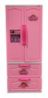 Brinquedo Geladeira Grande Para Cozinha Infantil Rosa 3 Portas Menina