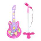 Brinquedo Guitarra e Microfone Infantil Musical Rosa