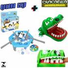 Brinquedo Infantil 2 Jogos Crocodilo e Quebra Gelo Pinguim