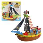 Brinquedo Infantil Barco Navio Aventura Divertida Com Rodinha Infantil 2 Bonecos 23 peças