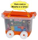 Brinquedo Infantil Blocos Para Montar Coleção Masha E O Urso Com Carrinho