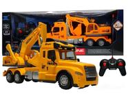 Brinquedo Infantil Carrinho de Controle Remoto Construção Caminhão Com Escavadeira