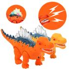 Brinquedo Infantil Dinossauro Laranja / Amarelo com Som, Luz e Movimento