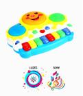 Brinquedo Infantil Educativo Piano Tambor Com Musica E Luz Teclado Bebê Colorido