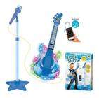 Brinquedo Infantil Guitarra Microfone Pedestal Toca Mp3 Luz