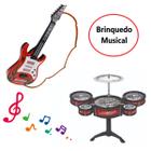 Brinquedo infantil Instrumentos Musicais Guitarra + Bateria