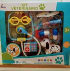 Brinquedo Infantil Kit Veterinário Azul Emite Luz e Som Brincando De Profissões Fenix
