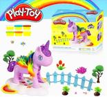 Brinquedo Infantil Massinha de Modelar Unicórnio Encantado Kit Com 6 Potes e Acessórios