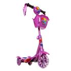 Brinquedo Infantil Patinete Trolls Scooter 3 Rodas Com Cesta