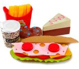 Brinquedo Infantil Sanduíche Batata Frita Café Bolo Torta Kit Cozinha Comidinha Sanduiche de Montar