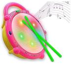 Brinquedo Infantil Tambor Musical Flash Drum Bumbo Com Som e Luzes