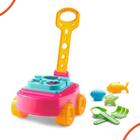Brinquedo Infantil Unissex Menino e Menina - Educativo Aprendizagem - Carrinho Puxar com Kit Praia