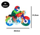 Brinquedo Jogo Quebra Cabeça 3D Moto Mdf Alfabeto 26 Peças Infantil