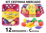 Brinquedo Kit Cestinha Mercado Legumes Frutas 13 pç - Toymaster