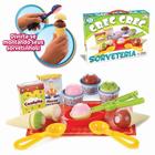Brinquedo Kit Infantil Comidinhas 4 Tipos Aniversário + Sorveteria +Vamos Lanchar + Salada Frutas Crec Crec Faz de Conta