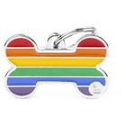 Brinquedo Medalha De Identificação Myfamily Rainbow Osso Grande Bh54