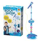 Brinquedo Microfone Azul Com Pedestal Rock Show DM Toys