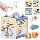 Brinquedo Montessori de madeira Activity Cube Airlab para crianças de 1 a 3 anos