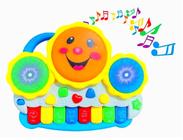 Brinquedo Para Bebê Educativo Teclado Tambor Com Musica E Luz Pianinho Infantil Colorido
