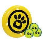 Brinquedo Para Cachorro Disco Frisbee e 3 Bolas de Tênis