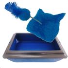 Brinquedo Para Gato + Caixa de Areia Sanitária Azul LD Pet
