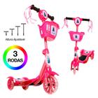 Brinquedo Patinete Infantil Frozen Rosa 3 Rodas Luz E Som