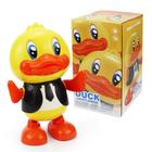 Brinquedo Patinho Duck Musical Com Gravata Super Dançarino Brilha No Escuro Com Luzes Em Led