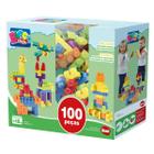 Brinquedo pedagogico blocos montar 100 peças Dismat MK400
