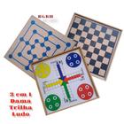 Jogo 3 x 1 Dama, Ludo e Trilha Infantil Educativo - Tralalá 4 Kids