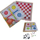 Brinquedo Pedagógico Educativo Em Madeira Jogo De Tabuleiro 2 Em 1 Dama e Ludo - Xalingo