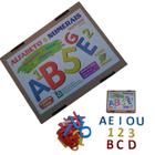 Brinquedo Pedagógico Madeira Alfabeto & Numerais Recortados Premium