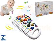 Brinquedo Piano Animal Branco com Sons de Animais e Led Canta Ia