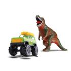 Brinquedo radical dino park carrinho com bote e dinossauro t-rex grande
