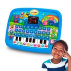 Brinquedo Teclado Piano Tablet Infantil Alfabeto Números Inglês Aprendizado Azul