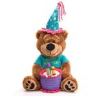 Brinquedo Teddy Bear Feliz Aniversário Zany com bolo e música de 15 cm