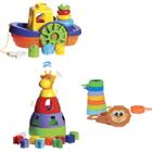 Brinquedos Para Bebês Barco + Empilha Baby Macaco + Girafa