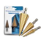 Brocas De Titânio Escalonadas Hss Profissional Jogo Kit Com 3 Unidades 12-32mm - Luatek