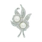 Broche Prata Flor Zircônia e Pérola BRG8194