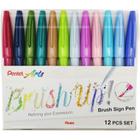 Brush Sign Pen Pentel - Estojo com 12 Tons Pastel