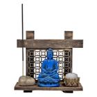 Buda Azul Incensário Pedra Japonesa Paz Amor Esperança Vida - M3 Decoração