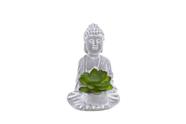 Buda Com Planta Cor Cimento Em Cerâmica 12 Cm