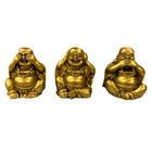 Buda Da Fortuna 06cm Dourado - Sentidos - Conjunto 3pç