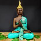 Buda hindu envelhecido com turquesa 33cm