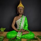 Buda hindu envelhecido e verde com strass 40cm - CASA FÉ