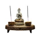 Buda Hindu Rezando Com Aparador Altar Esotérico Resina - Loja Mistica Oficial