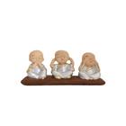 Buda Monge Trio De Mini Budas Sabedoria 6 Cm Decoração Monges Prata - Várias Variedades
