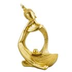 Buda Sentado Dourado 29cm - Enfeite Decorativo Resina - Taimes