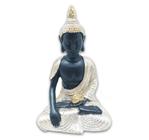 Buda Tailandês da Meditação Yoga Preto Dourado 12 cm