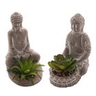 Buddha de Concreto com Suculenta Sortido 9cm x 8cm x 12cm - Lyor